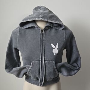 4/$20 ❤️ PLAYBOY Cropped Zip Hoodie with Bunny Logo (S)